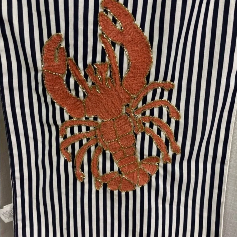 Pier 1 Imports Embroidered Beaded Lobster Coastal Table Runner